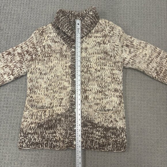 Vintage Handmade Sweater Medium Chunky Knit Button Up Collar Pocket Jumper Heavy - Picture 4 of 11